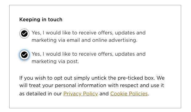 MrMel's tweet photo. @InterfloraUK - erm, assuming I opt-in to marketing is somewhat illegal, these boxes should not be checked as default. Please fix your guest checkout (https://t.co/zJ7poBztnQ): https://t.co/VicD5AD0NG