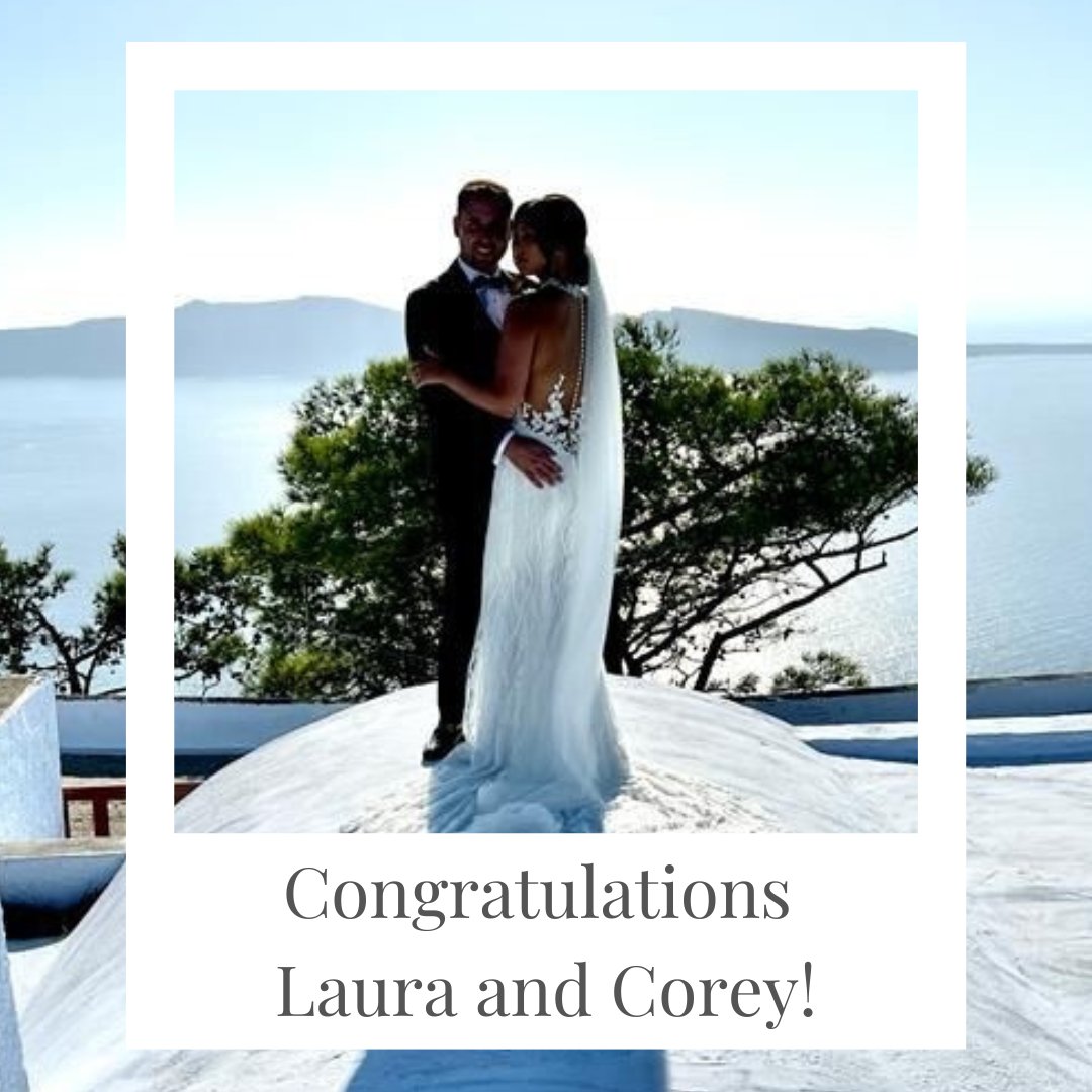 TheBridgeMktg's tweet photo. Congratulations to our very own Laura who married Corey at the weekend in stunning Santorini. 
After postponing everything due to lockdown we are so pleased to finally introduce Mr and Mrs Abela!
#Wedding #Congratulations #Greece https://t.co/iBuCfsKzYy