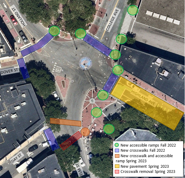 SomervillePTAC's tweet image. 🧵 From the @SomervilleCity Mobility Division newsletter: New crosswalks &amp;amp; accessible curb ramps will be installed in Davis Square this Fall and upcoming Spring! See the image below for timelines of specific improvements. Additional details at somervillema.gov/daviscurbs.

(1/3)