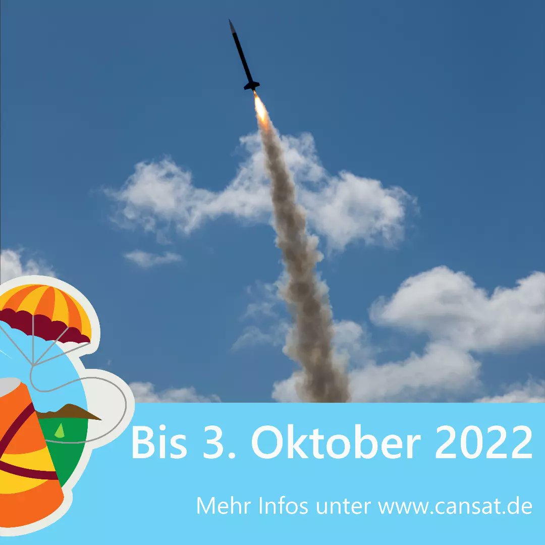 cansatde's tweet photo. Du bist über 14 Jahre alt und interessierst dich für Naturwissenschaften und Technik? Noch bis zum 03. Oktober kannst du dich für den Deutschen CanSat Wettbewerb bewerben und im Team einen eigenen Minisatelliten bauen! Mehr Infos unter https://t.co/bSSimrcHDM

#CansatDE22 https://t.co/WOmsPcrnvz
