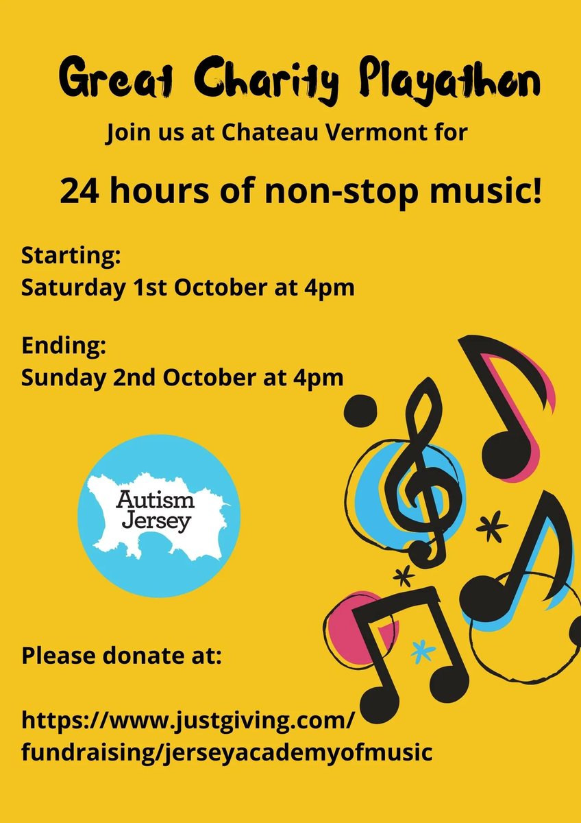 AutismJersey's tweet photo. There are still some spaces left for any musicians that may wish to participate, please get in touch with Claire at the Academy, by calling 720030 or email principal@jerseyacademyofmusic.co.uk 💙 

#autismawareness #autismacceptance #jerseyacademyofmusic #playathon #musicmarathon https://t.co/smRqf9pQCG
