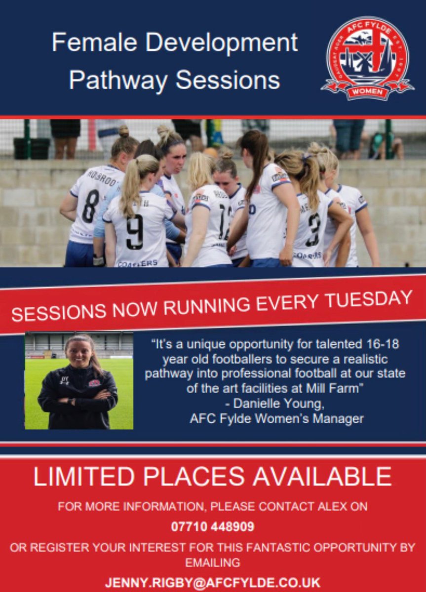 Our new development pathway sessions are now running every Tuesday from 6.30pm - 7.30pm at our state of the art training complex at Mill Farm.

Register your interest by following the link below. Places are limited so please don’t delay register today!

forms.office.com/r/u3Rkk2sKZ4