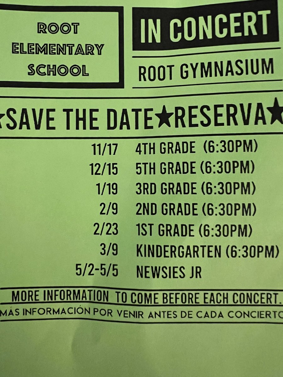 Amyckoo's tweet photo. Save the dates!  Lots of amazing performances happening this year @RootElem ! https://t.co/WuSzKJlD6v