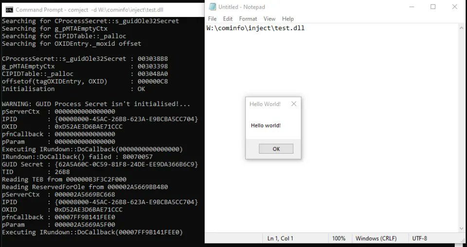 CyberWarship's tweet photo. "Process Injection via Component Object Model (COM) IRundown::DoCallback()"

#redteam #pentest #infosec
https://t.co/kg6zBg2CYn https://t.co/xJqPoYxCwo