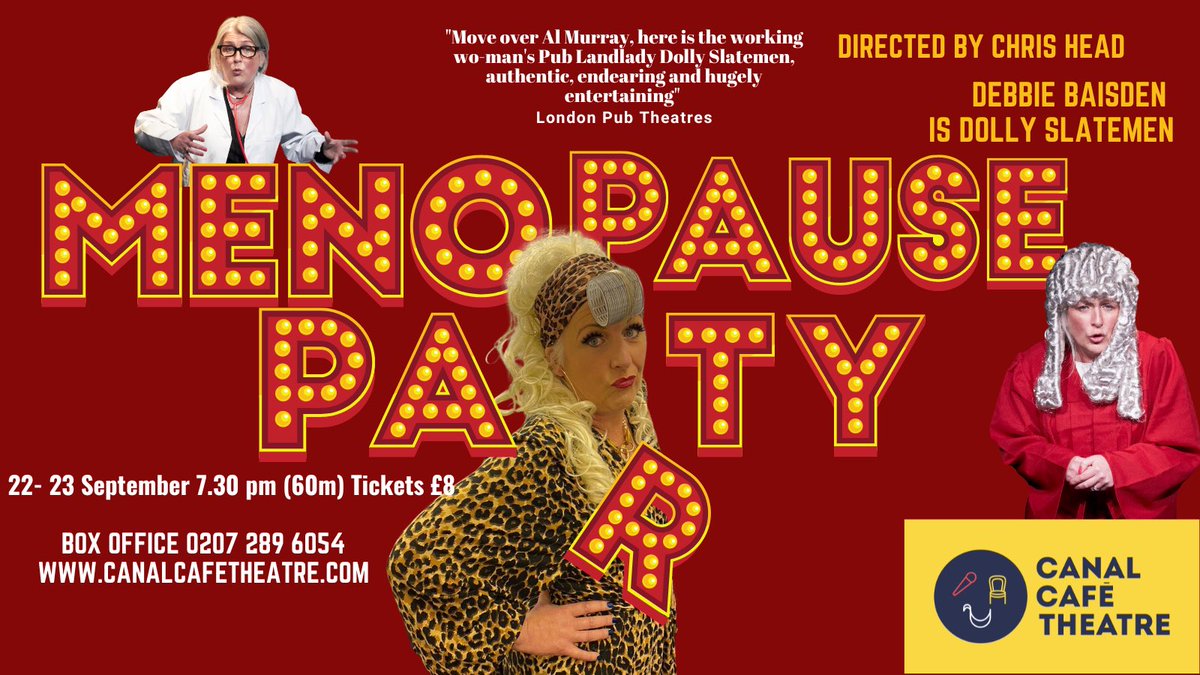 <a href="/DollySlatemen/">Dolly Slatemen</a> is closing the Mankey Bush to be 22nd 23rd September @canalcafe tickets here canalcafetheatre.com/our-shows/meno…   <a href="/JBRAgent/">JBR</a> <a href="/Menopause_Cafe/">Menopause Café</a> <a href="/Pausitivity2/">Pausitivity KnowYourMenopause</a> <a href="/KathyBurke/">Kath 💙🙀🇪🇺✊🏾</a> The working Wo-Mans #publandlady