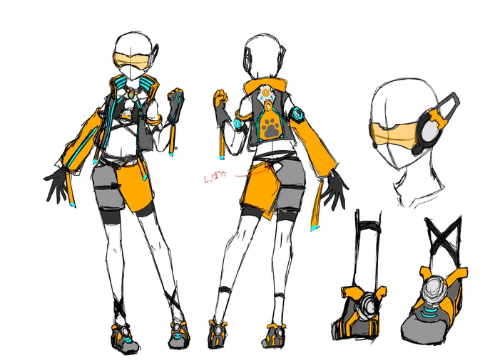 依頼で描いたイラストの衣装デザインを把握するために描いた雑な設定画になりやすこれでみんな かこうね 