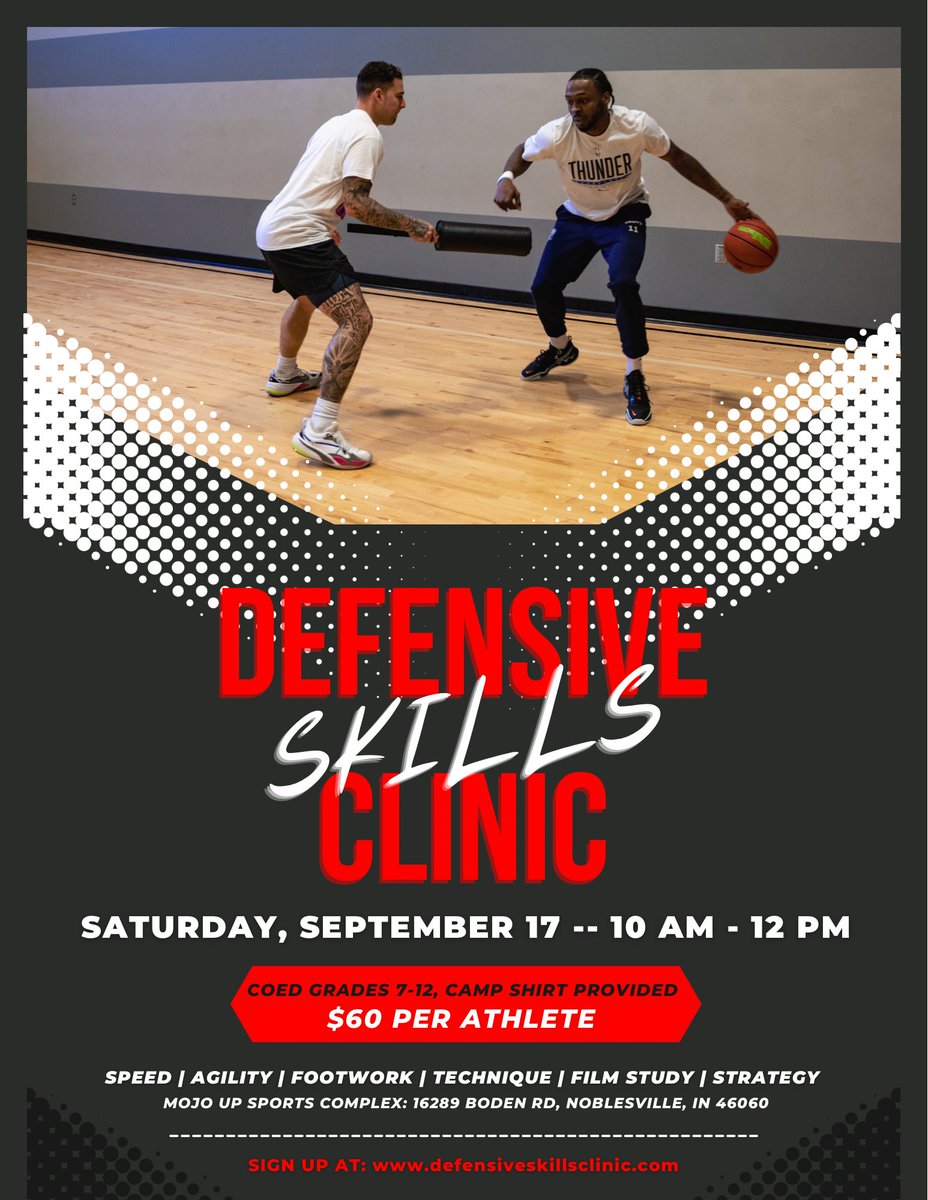 One more week to sign up! Defensive Skills Clinic at @mojoupsc this Saturday 9/17 from 10-Noon! Come put this work in and add value to your skill set immediately! Will be covering defensive speed, agility &amp; footwork techniques + film study &amp; more!

defensiveskillsclinic.com

🔒🏀