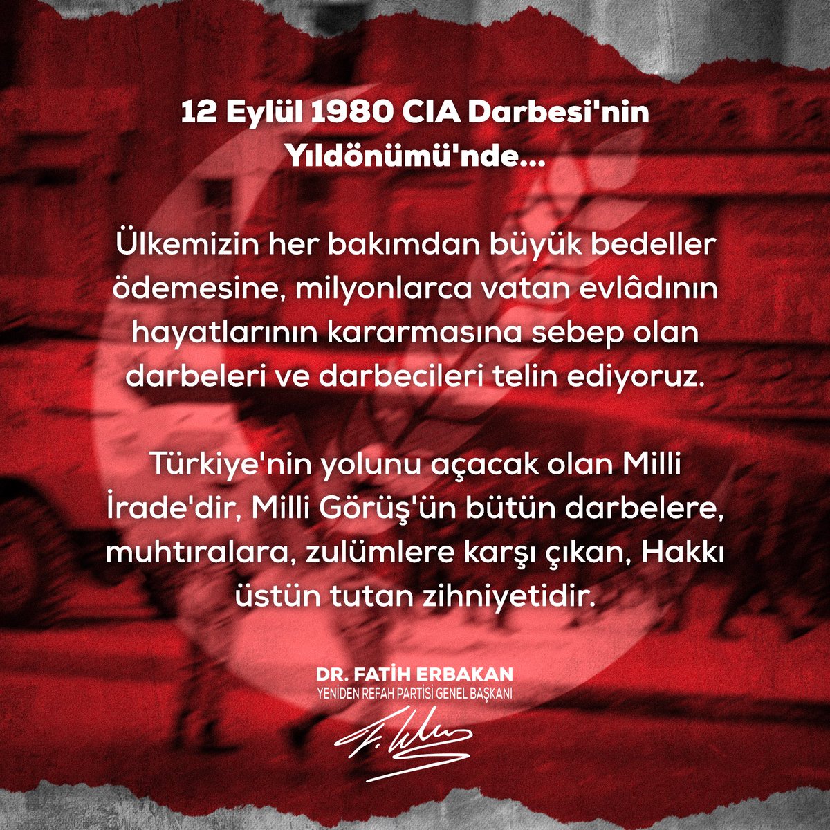 erbakanfatih's tweet photo. Türkiye'nin yolunu açacak olan Milli İrade'dir, Milli Görüş'ün bütün darbelere, muhtıralara, zulümlere karşı çıkan, Hakkı üstün tutan zihniyetidir. https://t.co/qFAPHeijlI