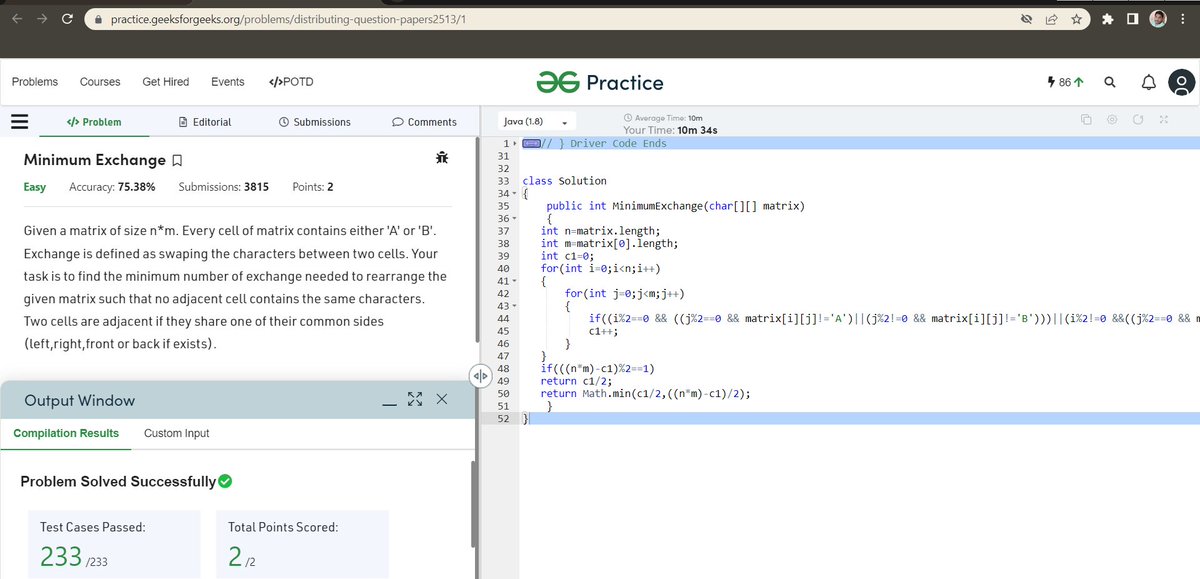 Sidheswar2001's tweet photo. Hey Folks!
Day 26/30 of #30Daysofcode 
I solved the POTD: Minimum Exchange.
@scaler_official

#codewithscaler #scalerlearning 
#scalerdiscord #scaler 
My partner for this Challenge is 
@Kaushik080101 . https://t.co/LgZbw5b0jN