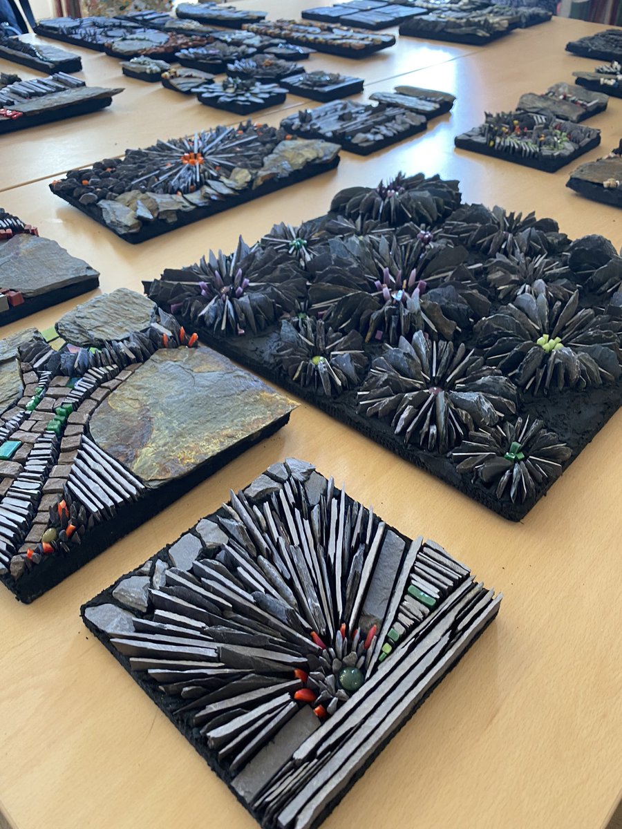 GartmoreHouse's tweet photo. How gorgeous are these textures and patterns from the Mosaics with Slate class!? Created by our guests! 😍
.
.
.
.
.
#racheldaviesmosaics #mosaicswithslate #slate #stone #art #mosaics #glass #textures #rock https://t.co/o8fuRh5Wdx