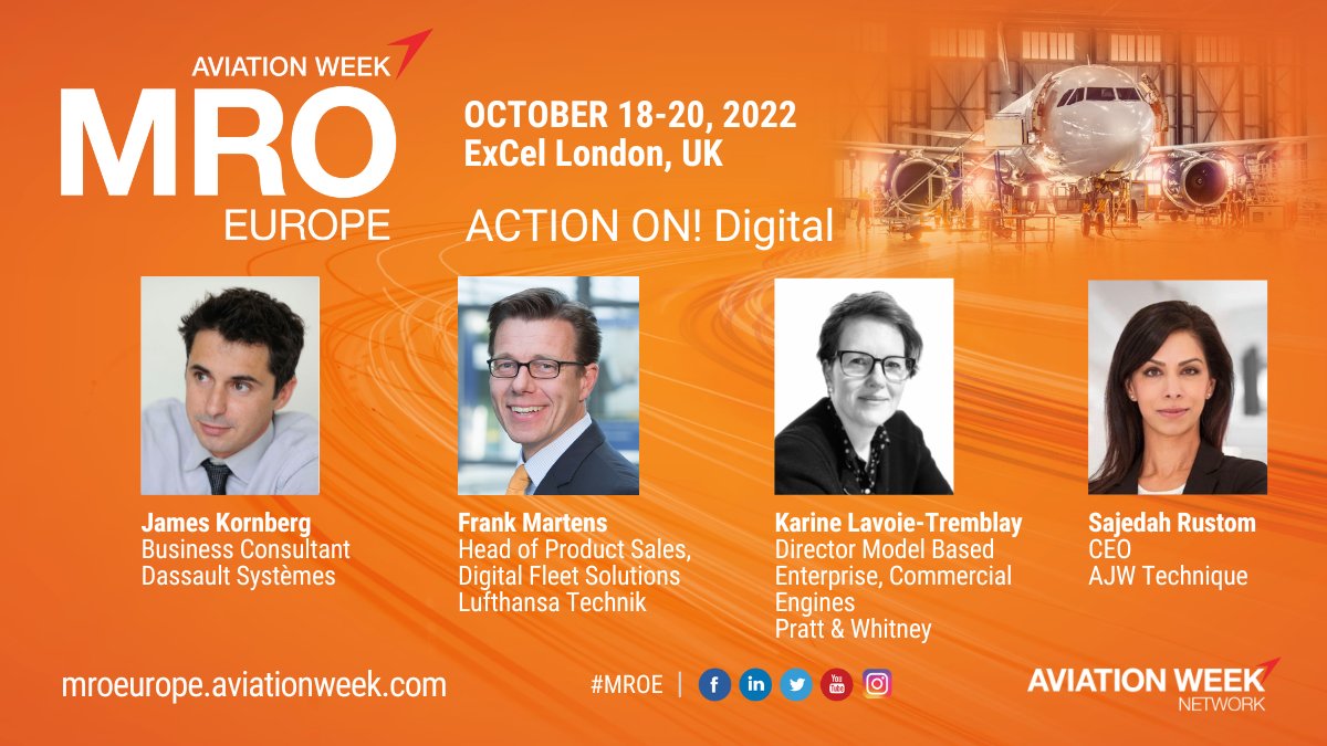 AvWeekEvents's tweet photo. How has the acceleration in digital we saw during the pandemic changed the aftermarket &amp; increased efficiencies &amp; reliability? Where &amp; why is there still a low rate of adoption? @prattandwhitney @AJW_Group @LHTechnik

Learn more: https://t.co/2NlJPVwqxb
#MROE #AviationWeek #MRO https://t.co/W0FkYv7F2E