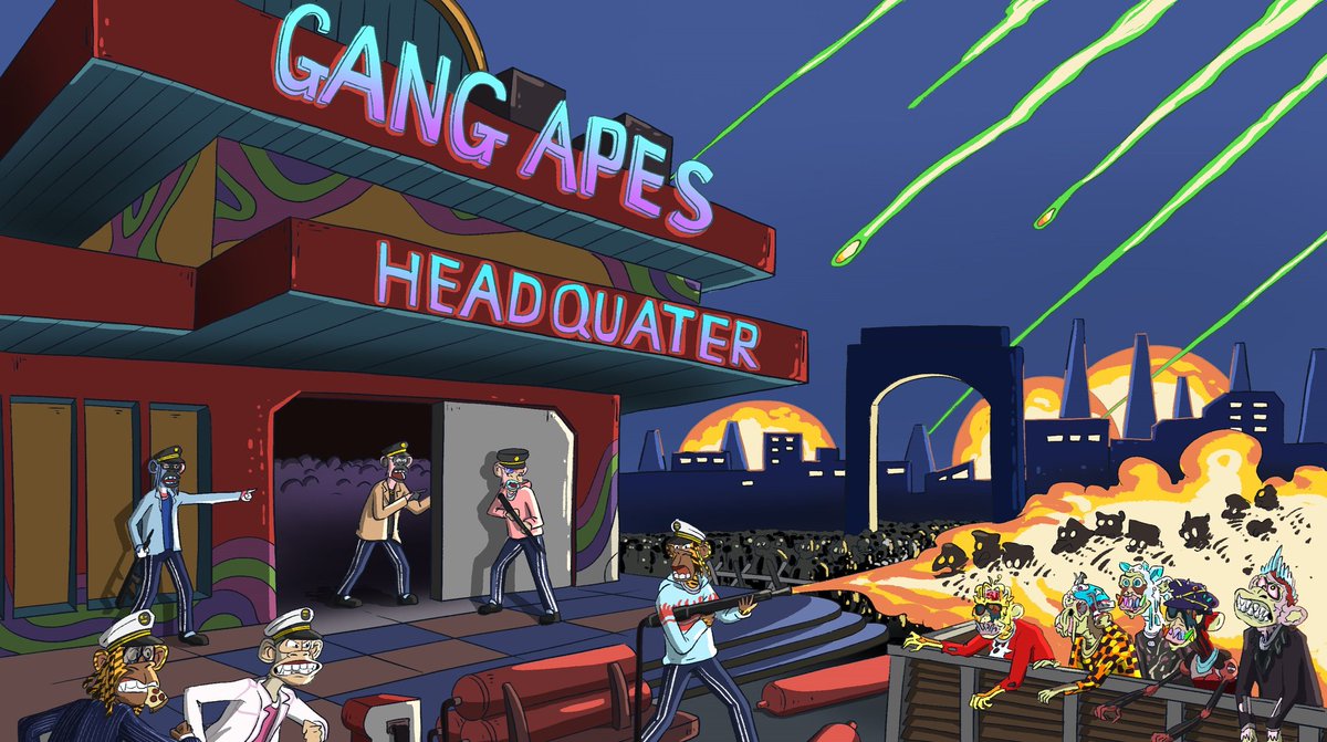 GangApeBlingNFT's tweet image. Mutant Gang | Scene 3

Those who escaped unharmed are attempting to reach safety at Ape Gang Headquarter. Meanwhile, the army of Mutant Gang is determined to destroy the healthy survivors of GABC

We need your help, come and join with us
Like + RT + Tag 2
heymint.xyz/mutant-gang-fr…
