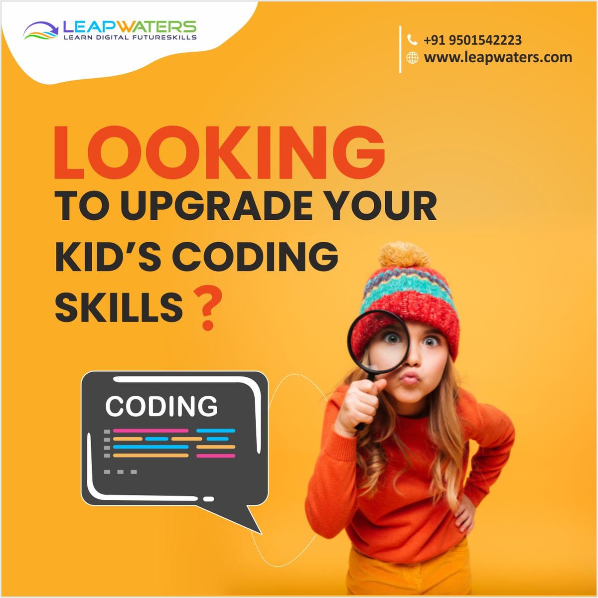 Leapwaters_com's tweet photo. If your child has an affinity for technology, Leapwaters is a great opportunity to learn, have fun, and make new friends.
Reach us at +91 9501542223 or visit this site: 
https://t.co/wKtpy3DbTB
#coding #codingforkids #codinglife #kidsworkshop #kidsactivity #creativity https://t.co/Dy7yIsLbGb