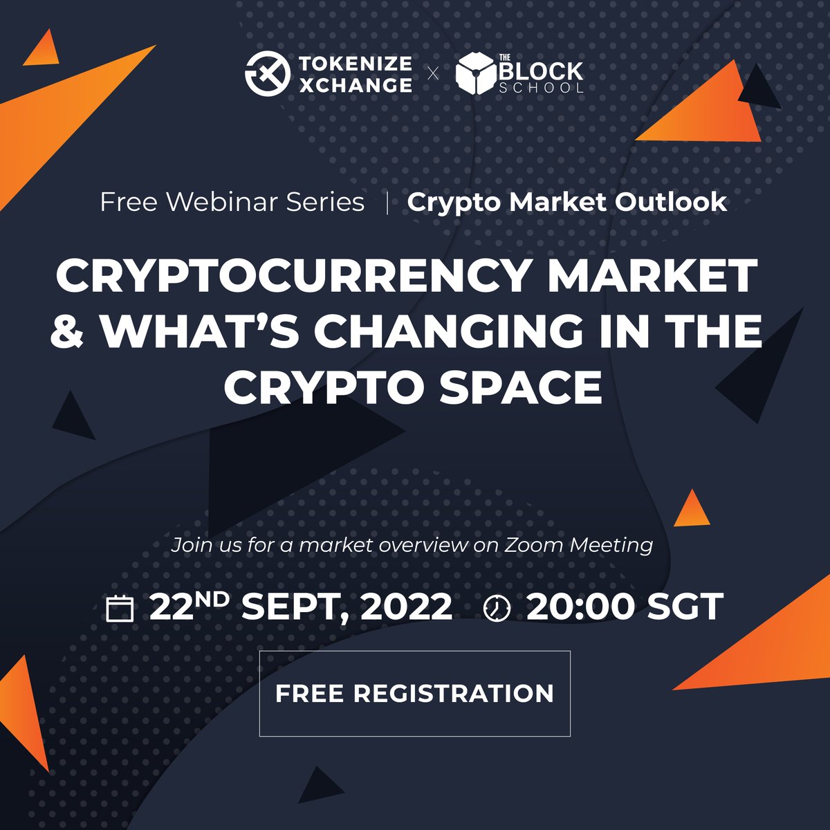 TokenizeXchange's tweet photo. Join our upcoming webinar as we partnered with @theblockschool to give you an overview about current #crypto market trends. 

Sign up 👉 https://t.co/EdLfi9zV69 https://t.co/H2sBL14h7E