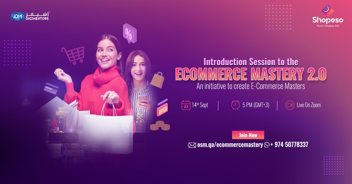 OSMstore's tweet photo. Turn your passion into a profitable eCommerce business with Shopeso.

join the meeting on the 14th September 2022 at 5:00 PM GMT +03 and discover how to start an ecommerce business from scratch and build it into the business you desire and dream of.

#opportunity #webinar https://t.co/oyZhJdiTIW