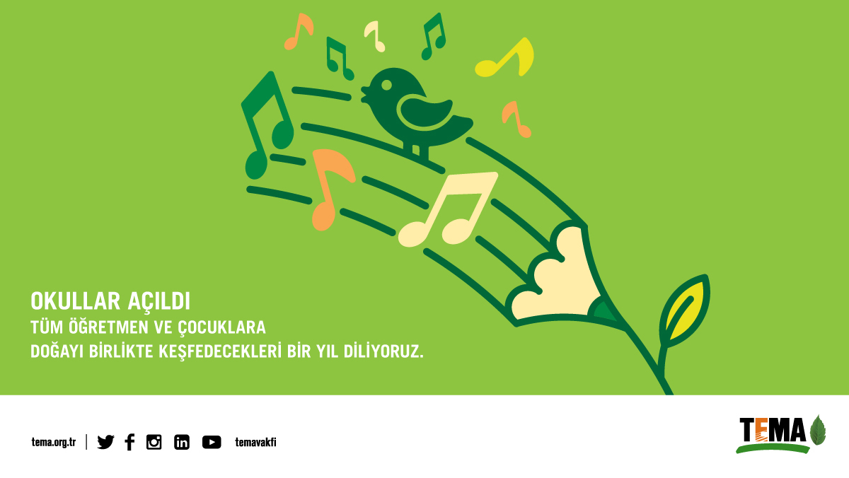 temavakfi's tweet photo. Okullar Açıldı 🔔

🎊 Tüm öğretmen ve çocuklara doğayı birlikte keşfedecekleri bir yıl diliyoruz 💚 https://t.co/HNQNaKyHOg