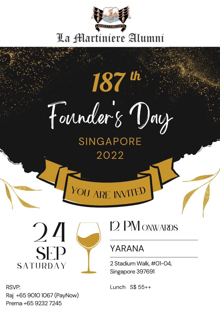 Calling all #LaMartiniere Alumni in #Singapore to be a part of this celebration.