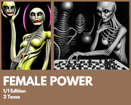 RobotAndAliens's tweet photo. Female Power!

The first ever Female Aliens were created. Empowerment is here!

https://t.co/wQH8kyqXMr

1/1 Edition / 2 $XTZ

@objktcom 
#tezos  #CleanNFTs #tezosart #tezosnft #tezoscommunity #TezosAllStars #tezosnfts #tezoscollectors https://t.co/YuKQijHDyq