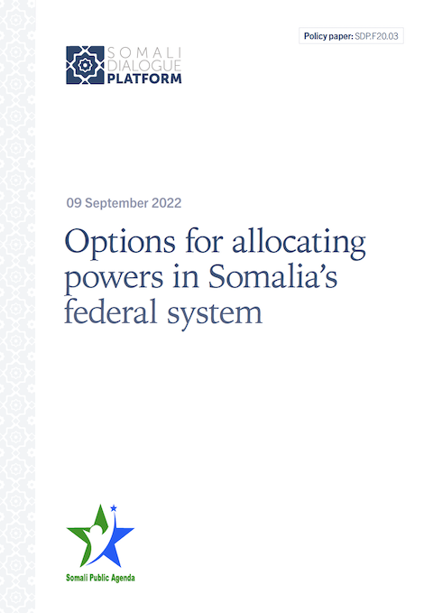 New Paper: Options for allocating powers in #Somalia’s
federal system

bit.ly/3eDf7iM

This paper outlines a framework for analysing power distribution in Somalia’s federal model and provides options for starting a dialogue on relevant political processes.