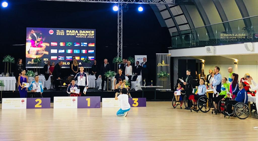 ParaDanceSport's tweet photo. 🕺🏻👩🏻‍🦽 Combi latin class 1:

🥇 Mark Maruscak &amp; Helena Kasicka 🇸🇰
🥈 Ardak Otorbayev &amp; Aidana Beglenova 🇰🇿
🥉 Sean Ziv &amp; Vital Zinger 🇮🇱

#WorldParaDanceSport #Kosice2022 
@Paralympics https://t.co/cnjtCkWrSN