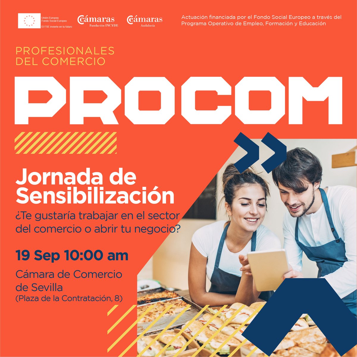 camaradesevilla's tweet photo. ¿Te gustaría trabajar en el sector del #comercio o abrir tu negocio?

👉 La @camaradesevilla te ayuda con el proyecto ‘Profesionales del Comercio’ #PROCOM2022🔝, con la colaboración de @CCAndalucia @FundacionINCYDE

ℹ️ Más info: https://t.co/IBYR3Msr6l

#emprendedores #sevillahoy https://t.co/pm1vOxnQXG