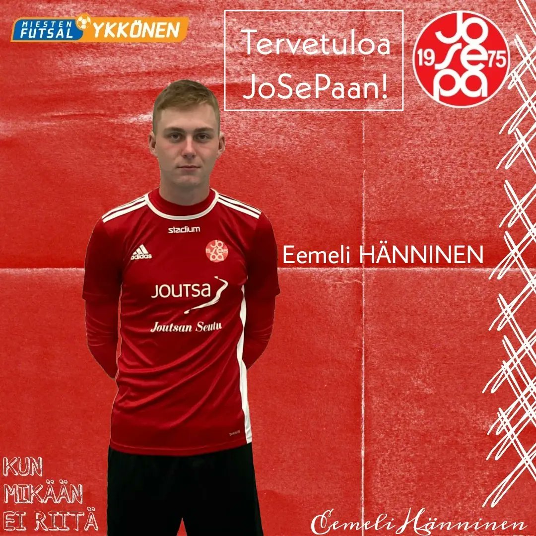 josepafutsal's tweet photo. Uusia kasvoja Joutsalaisten riveihin! 🔥

Tulevalle kaudelle JoSePan riveihin saapuu kolmikko KaDysta, kun maalivahti Tuomas Heikkilä, sekä kenttäpelaajat Eemeli Hänninen ja Heikki Korhonen nähdään JoSePan paidassa. 🤩🔴⚽

Tervetuloa JoSePaan! 🤗🔴⚽

#futsalfi #joutsa https://t.co/gV6IdIxbTi
