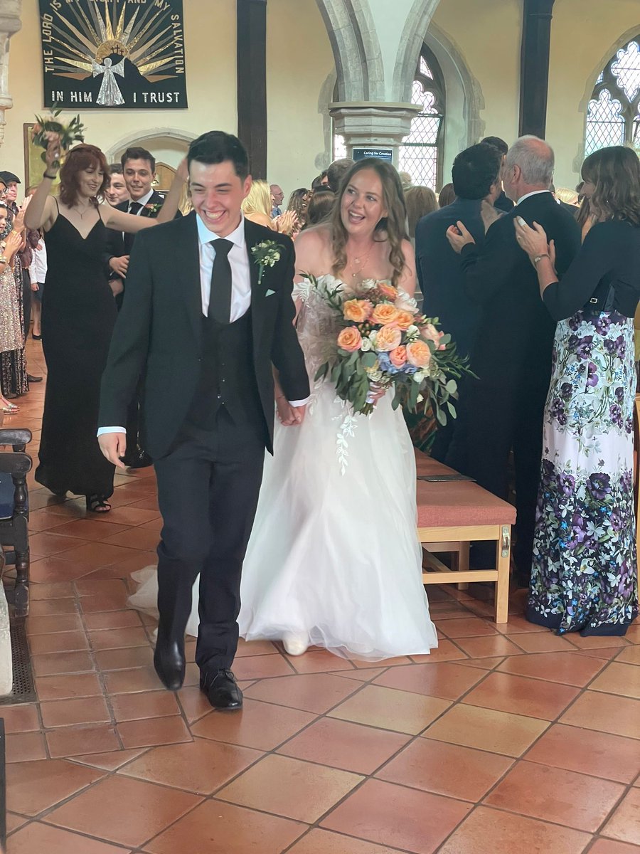 lizapodd's tweet photo. Resting after a fabulous weekend celebrating Olivia and Laurence's wedding, they are a very happy couple! https://t.co/N0JFQnJ7dy