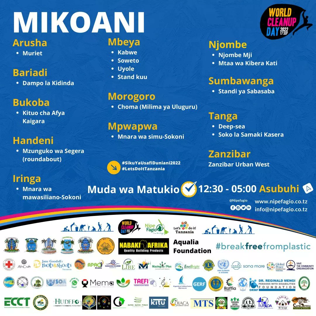 desymallya's tweet photo. #WorldCleanupDay2022 
Ni Jumamosi hii ya Tarehe 17/08/2022 Popote ulipo unaweza kushiriki. 

Let's Do It Tanzania 
#LDI #WCD22 https://t.co/sepbCpOK7J