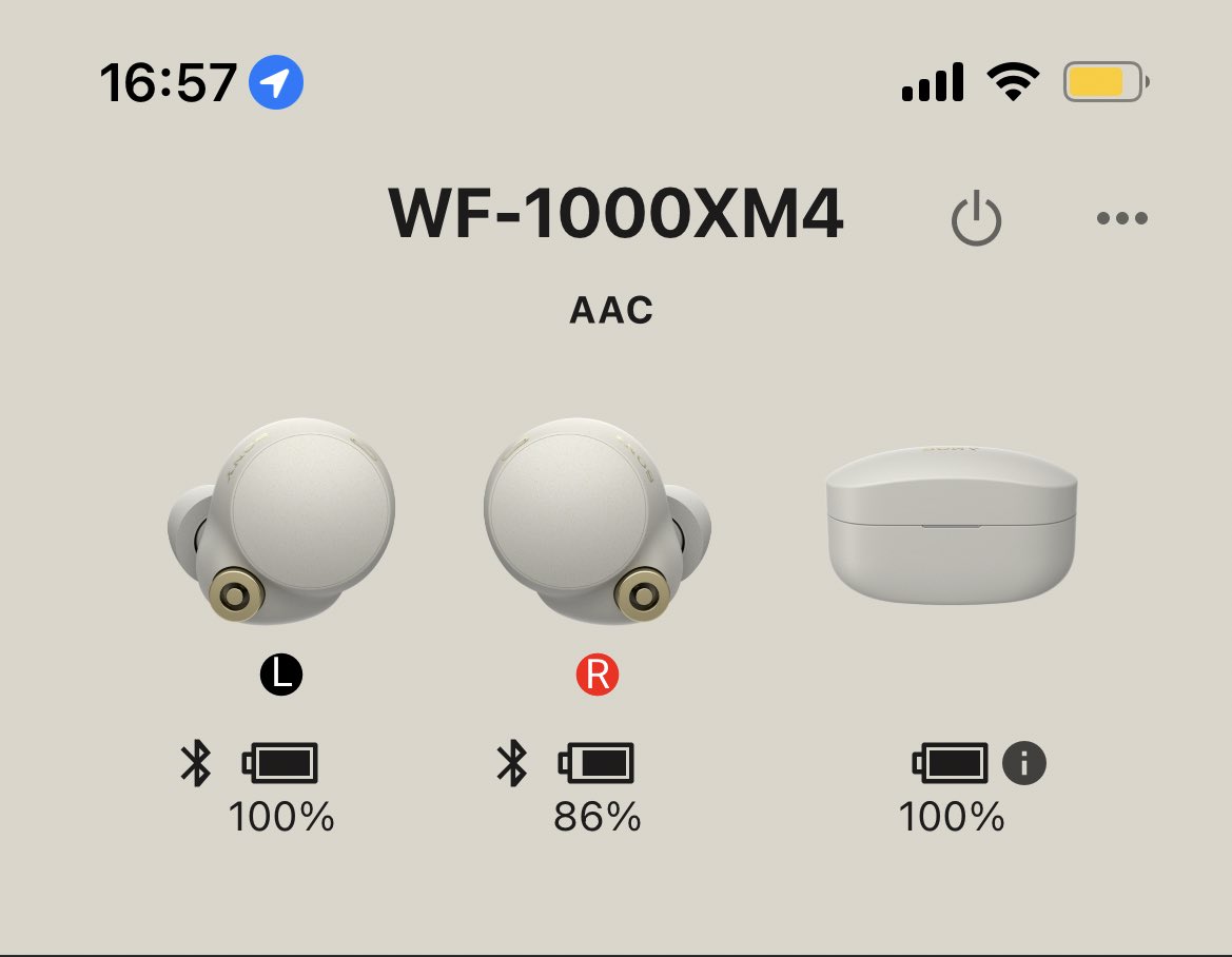 SONY WF-1000XM4 右耳のバッテリーが減りが早いです。