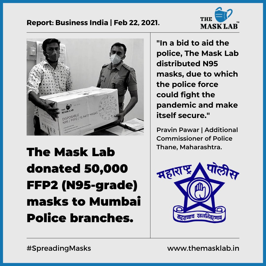 TheMaskLabIndia's tweet image. In June 2020, Maharashtra was one of India's worst-hit states. The Mask Lab was one of the first companies to donate medical-grade masks to the #MaharashtraPolice departments and help spread awareness about safety measures during the #COVID19 pandemic.

👉 instagram.com/p/CiZh6xIrKLv/…