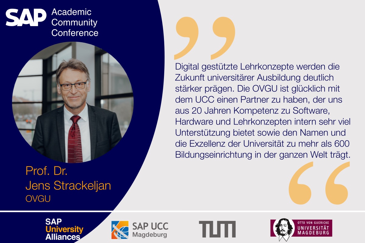 Grußworte des Rektors der <a href="/OVGUpresse/">Otto-von-Guericke-Universität Magdeburg</a>, <a href="/OVGUStrackeljan/">Jens Strackeljan</a>, für einen gelungenen Auftakt der #SAPACC 2022 DACH in der #Ottostadt Magdeburg.
_____
#SAP <a href="/TU_Muenchen/">TU München</a> #moderndenken #OVGU
