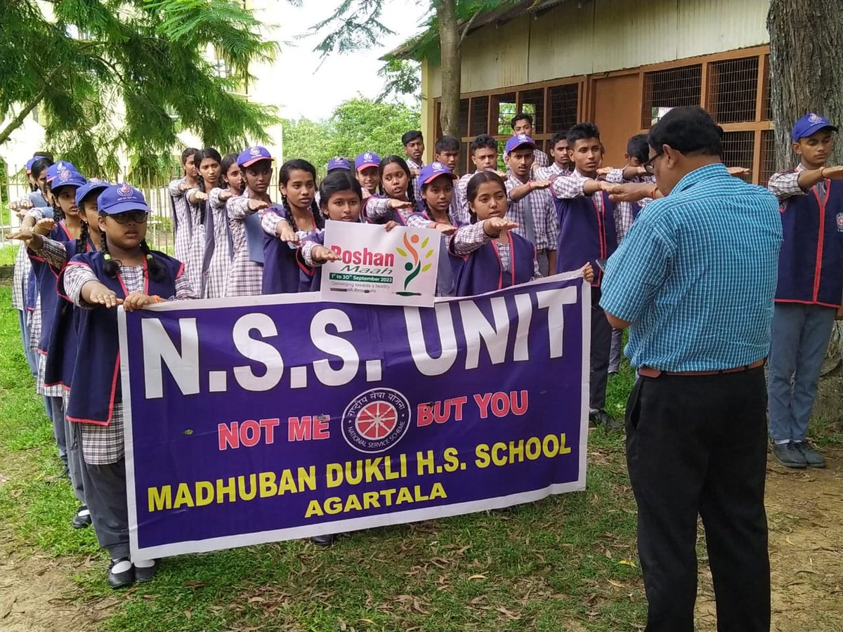 nss_mdhs's tweet photo. "Poshan maah" pledge by NSS Volunteers of Madhuban Dukli H.S. School https://t.co/XsGenQF0nK