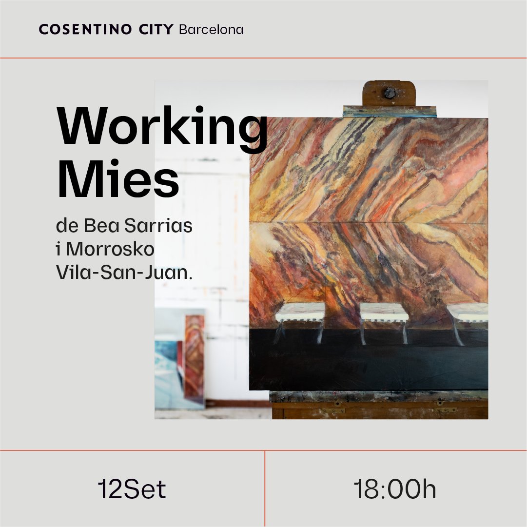 CosentinoBCN's tweet photo. ⚫️ A partir del 12 de septiembre puedes ver “#WorkingMies”. Una muestra pictórica y audiovisual de #BeaSarrias y @morrosko en #CosentinoCityBarcelona, con #LAB36 de #GaleríaSenda, y el apoyo de la #FundaciónMies. #BarcelonaGalleryWeekend https://t.co/3BkEBjaSUA https://t.co/IUDDu3LkRG