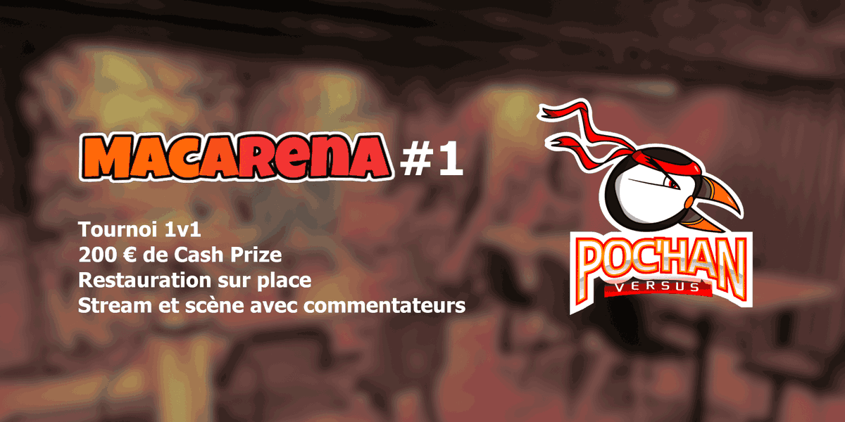 MONTHLY DE LORIENT : Macarena #1 
Tournoi Smash Ultimate 48 slots avec 200€ de cash prize dont 100€ pour le 1er

Date : 2 octobre 2022 
Lien : start.gg/macarena-1
Lieu : Bar L'entrepote, 56100 Lorient
Organisation : <a href="/PocHanVersus/">Poc'Han Versus</a>