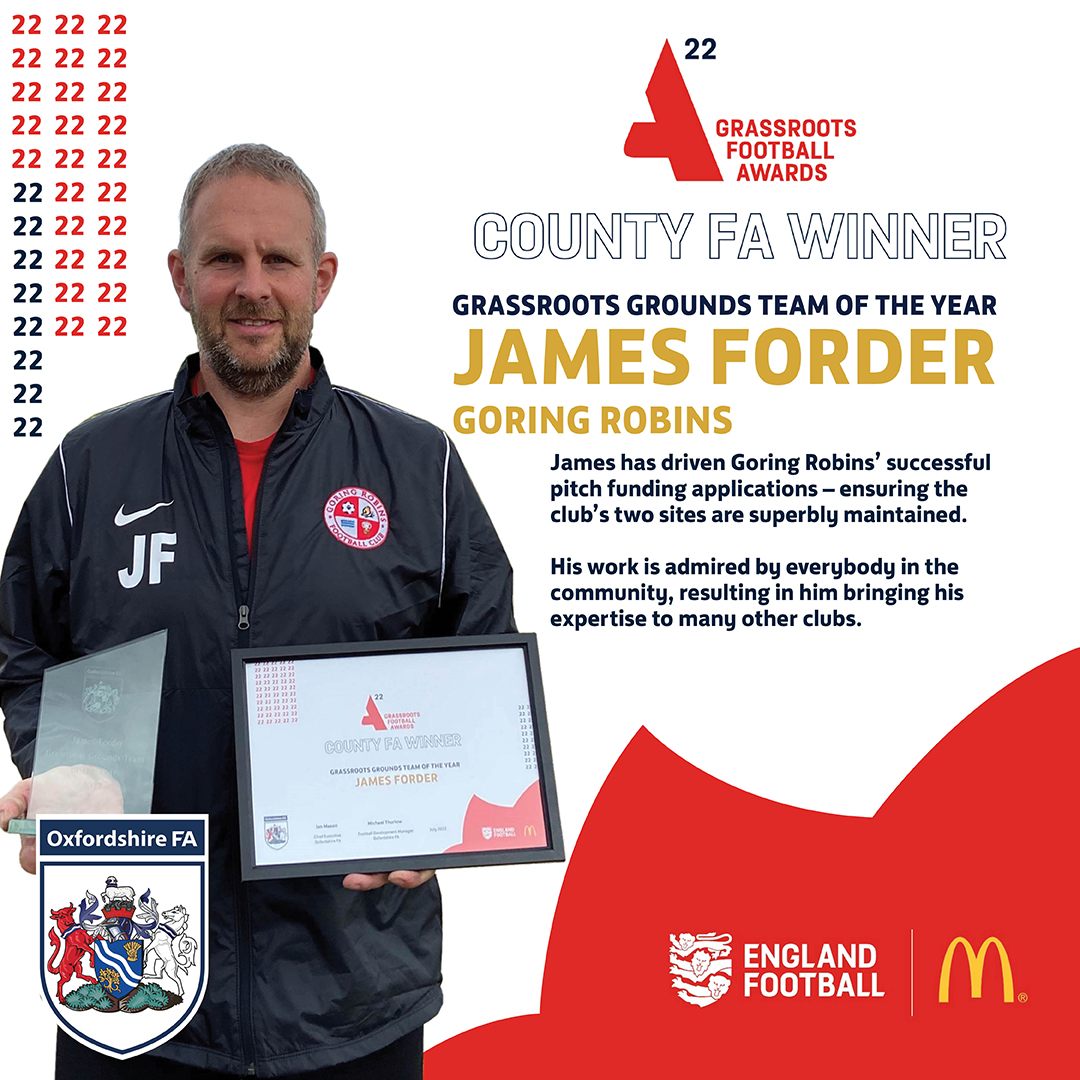 GRASSROOTS GROUNDS TEAM OF THE YEAR | Our Grassroots Grounds Team of the Year is James Forder at <a href="/goringrobinsfc/">Goring Robins</a> 🙌 

Thank you for your tremendous efforts! 🎊