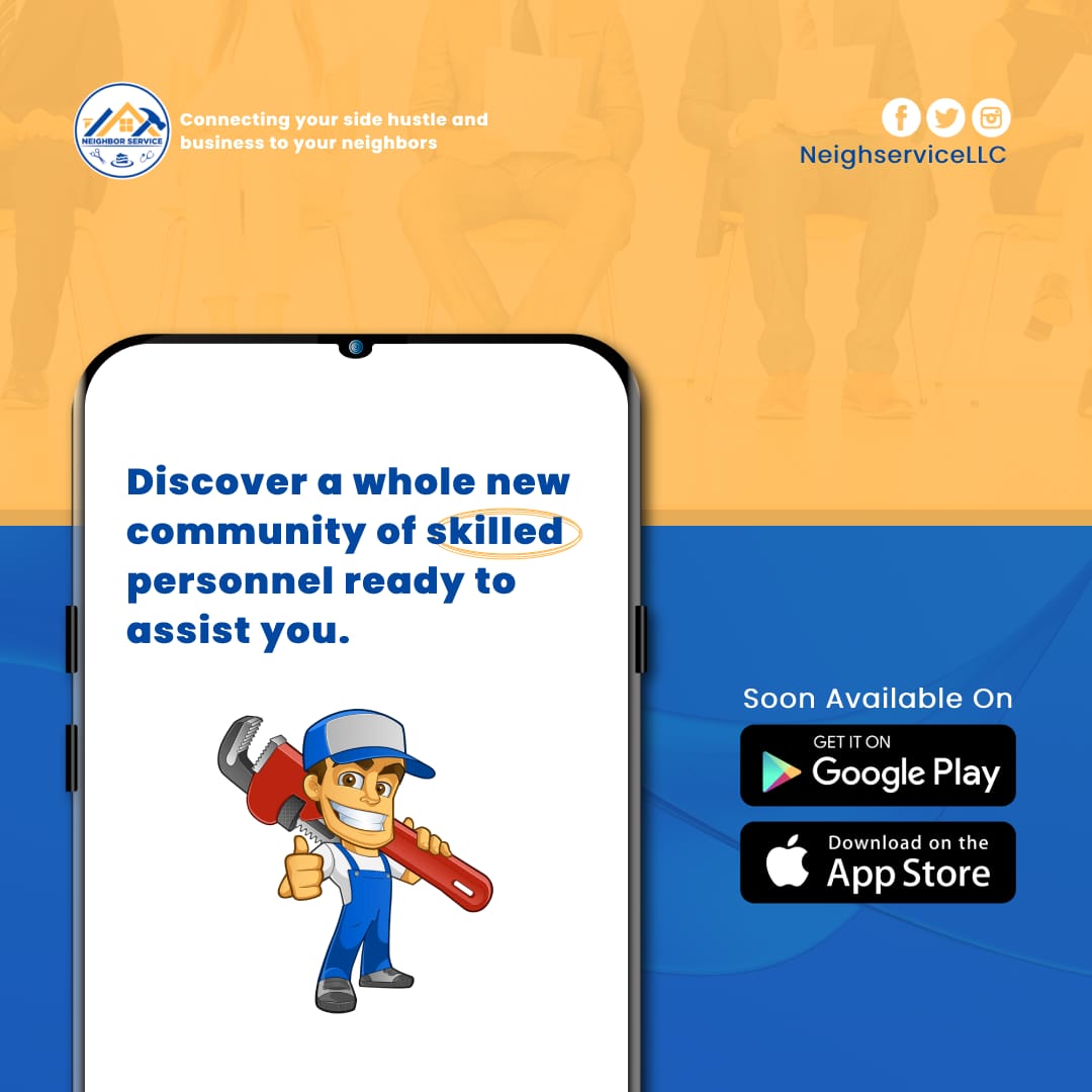 NeighserviceLLC's tweet photo. The #NeighborServiceApp is your access to a community with all the support that you need. Soon available for downloads on your devices.
Happy new week!
#NeighborService
#NeighborSupport https://t.co/T9Hiv3aBKP