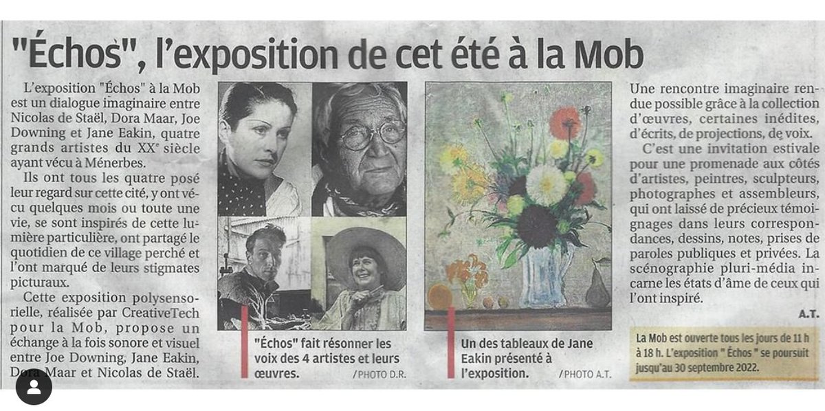 Merci <a href="/laprovence/">La Provence</a> 🥳 
L'exposition Echos est à découvrir jusqu'au 30 septembre à la Mob, dans le beau village de #Ménerbes ! 
👉 bit.ly/3xfM0J5