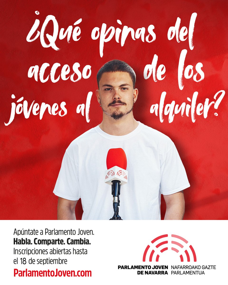 👉 QUEDAN 6 DÍAS / 6 EGUN FALTA DIRA 👈

Apúntate a <a href="/ParlamentoJovNA/">Parlamento Joven Na</a> zure izena eman! 

#ParlamentoJoven #GazteParlamentua 

parlamentojoven.com/apuntate