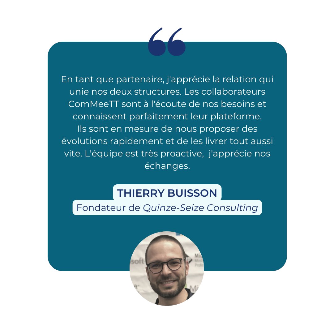 ComMeeTT_fr's tweet photo. 💙Un lundi matin qui commence bien ! Merci à @thierrybuisson, fondateur de la société "Quinze Seize consulting" qui nous fait part de ce joli témoignage.
🌐https://t.co/WZxfqh5ni5 (𝘈𝘭𝘭𝘰 𝘛𝘦𝘢𝘮𝘴 𝘦𝘴𝘵 𝘶𝘯𝘦 𝘮𝘢𝘳𝘲𝘶𝘦 𝘥𝘦 𝘘𝘶𝘪𝘯𝘻𝘦 𝘚𝘦𝘪𝘻𝘦 𝘤𝘰𝘯𝘴𝘶𝘭𝘵𝘪𝘯𝘨). https://t.co/7U2UzVY15w