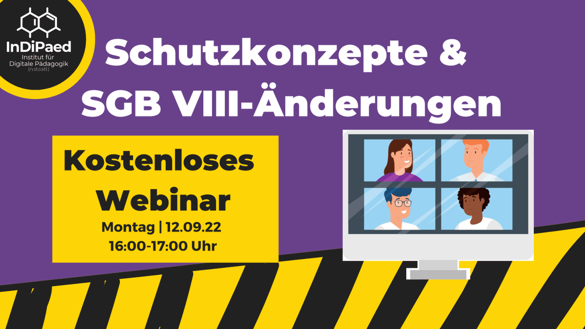 InDiPaed's tweet image. Noch schnell anmelden! Heute, 16:00 Uhr startet unser kostenloses Webinar zum Thema Schutzkonzepte in der #Kita
indipaed.de/courses/06-09-… #twKita