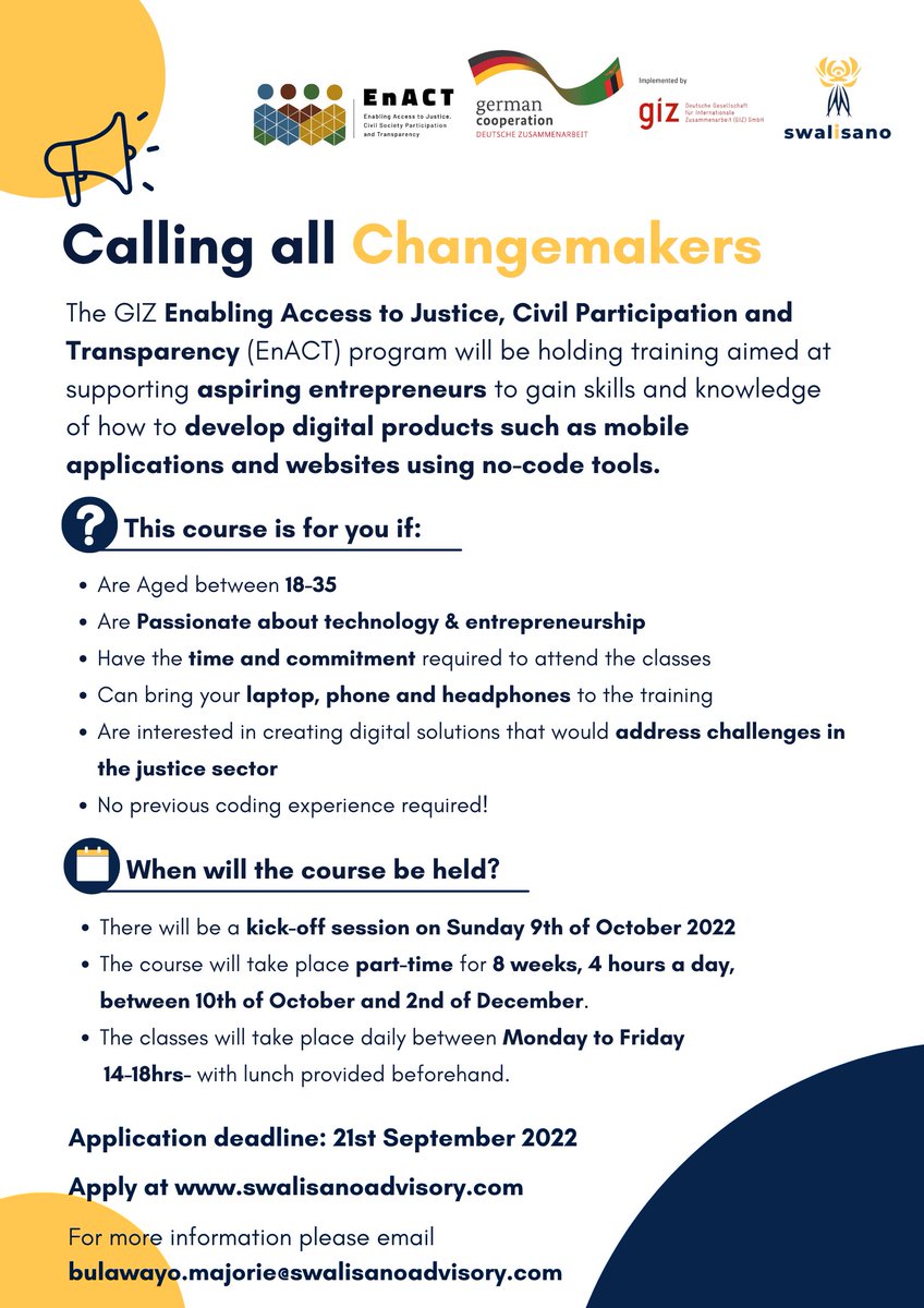 Are you a changemaker? Are you passionate about technology and entrepreneurship for the justice sector? If so then this course is for you.
Apply now using this link:bit.ly/3BwSZQ7
#Changemakers #legaltech #techforgood #socialimpact
