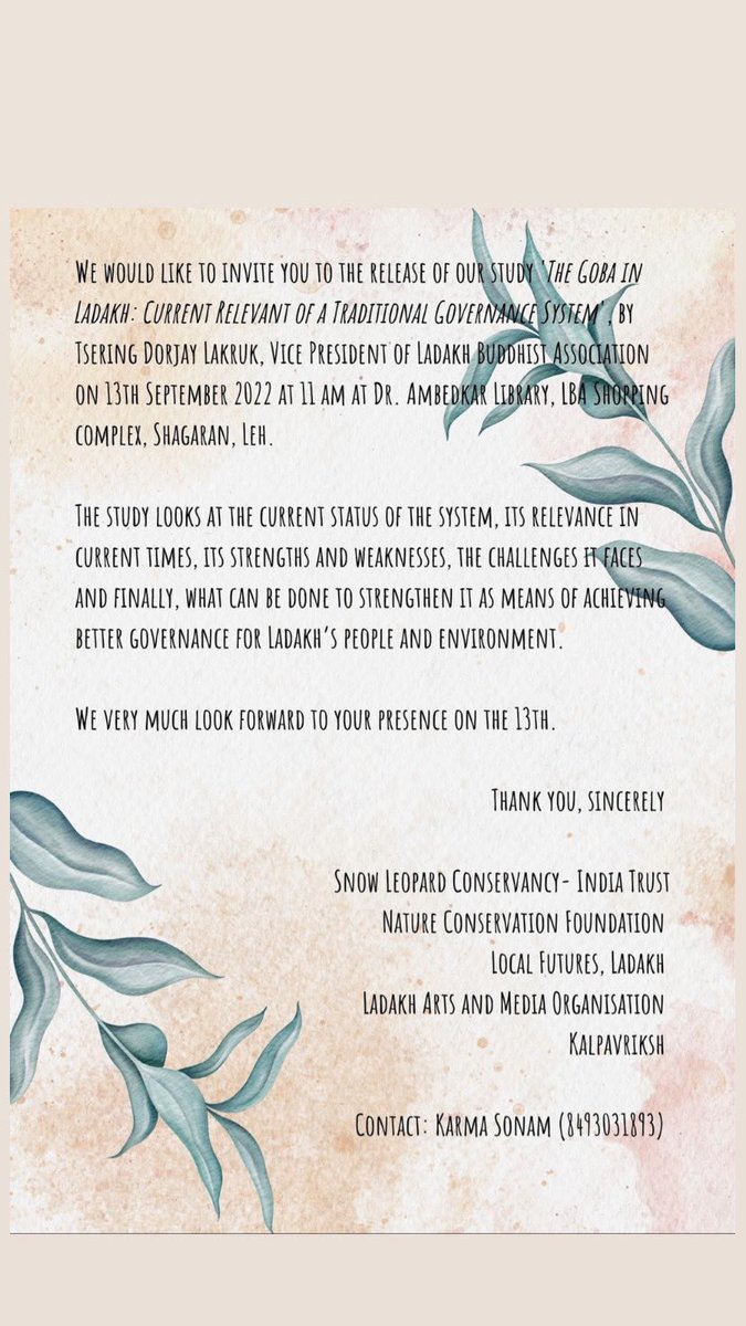 VikalpSangam's tweet photo. Join us for the release of 'The Goba in Ladakh: Current Relevant of Traditional Governance System'

Sept 13, 11 am 

Ambedkar Library, LBA Shopping Complex Shagaran, Leh

#lehladakh #leh #ladakh #gobastudy #gobasystem #traditionalgovernance https://t.co/fDCjeva5ws