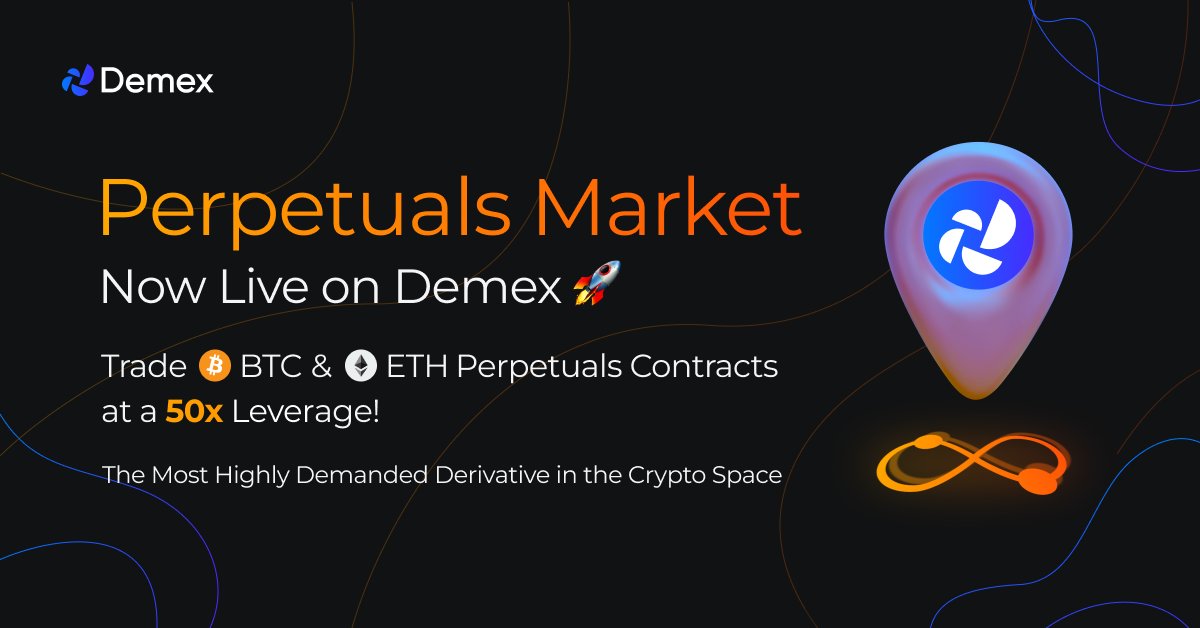 demexchange's tweet photo. 🚀 DEMEX LAUNCHES PERPETUALS MARKET 🚀

Demex now offers the highly demanded — perpetuals market, starting with:

☄️ $BTC Perpetuals
☄️ $ETH Perpetuals

Demex — THE Order Book DEX for the Cosmos Ecosystem and beyond, offering an unrivalled trading experience. https://t.co/uZcK3LcYgW