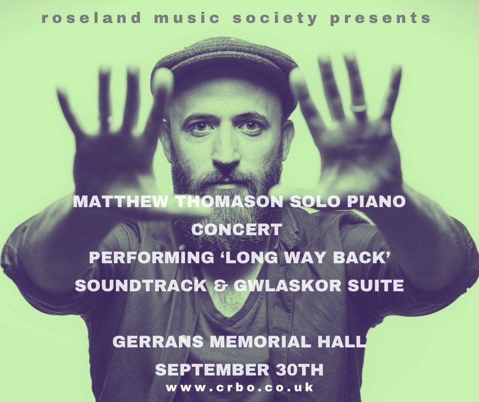 I’ll be performing the <a href="/LongWayBack1/">Long Way Back</a> soundtrack and premiering my suite of works about Cornwall, Gwlaskor on September 30th in Gerrans on the Roseland. Joined by the brilliant <a href="/Annamariamurf/">annamaria murphy</a> who will be sharing some poetry and prose Tix: crbo.co.uk/gwlaskor.  Pls share!