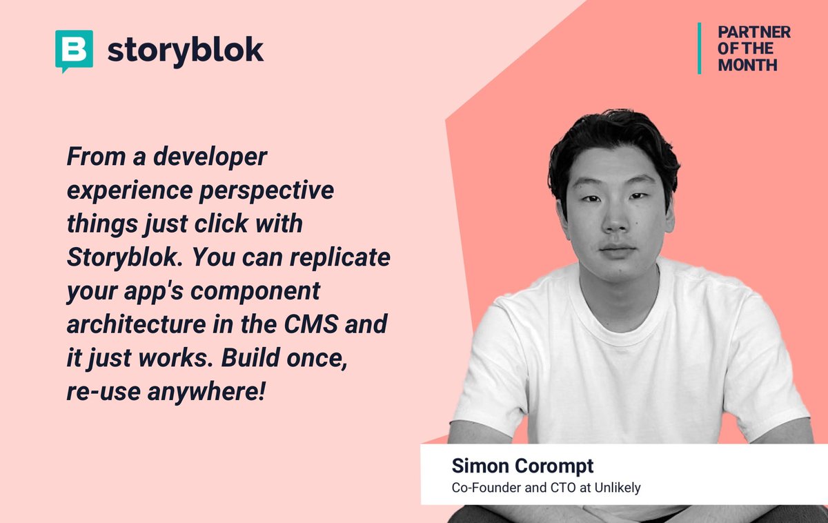 Check out what Simon Corompt, co-founder and CTO at <a href="/unlikelytech/">Unlikely Technology</a>, says on why they chose #Storyblok🚀

We fully agree that Storyblok is simple and intuitive for both developers and marketers!🌟 

See more about their experience with Storyblok:⬇️ storyblok.com/mp/unlikely-be…