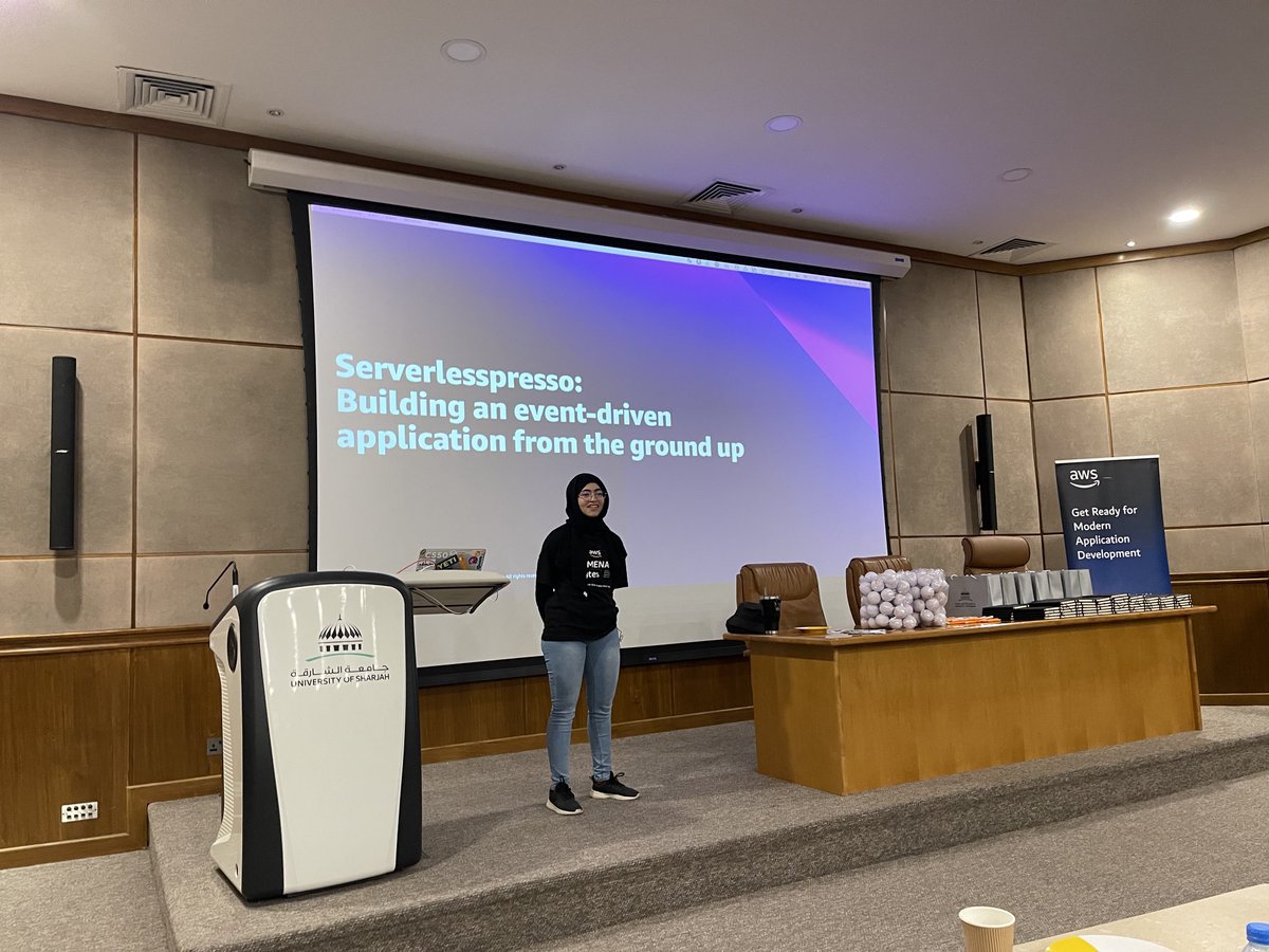 #ServerlessRoadshow is underway at the University of Sharjah. #ShababsOnTour