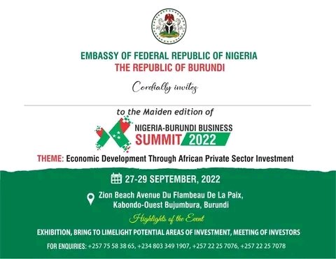 yoburundiguide's tweet photo. 🔴 Nigeria-Burundi Business Summit.
🔶27-29 September
🔵 Zion Beach
#Burundi #Busimess #abatwip https://t.co/7aCkgt66Jc