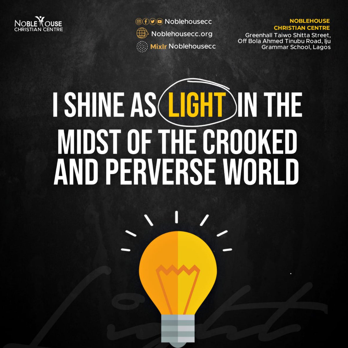 Noblehousecc's tweet photo. I shine as LIGHT in the midst of the crooked and perverse world 🌎
CONFESS AND DECLARE 💯🔥
#thrive
#divineprocess
#church
#sundayservice
#noblehousecc
#bayodeoyekan
#christianity
#christiancommunity
#gospel
#godly
#godlovesyou
#godslove
#light
#godlycontent https://t.co/fqHIXAKaH9