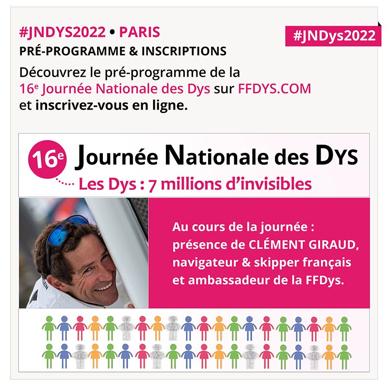 FFDysfrance's tweet photo. 16e Journée Nationale des #Dys ⹠PARIS
Co-organisation #FFDys âą @bonjour_malo
INSCRIVEZ-VOUS !
đđ DĂ©couvrez le programme et inscrivez vous : https://t.co/D7UXW5jGGg
đ€© Au cours de la journĂ©e, prĂ©sence de ClĂ©ment Giraud - Skipper et ambassadeur @FFDysfrance
#JNDys2022 #PARIS https://t.co/4EznkFMebS