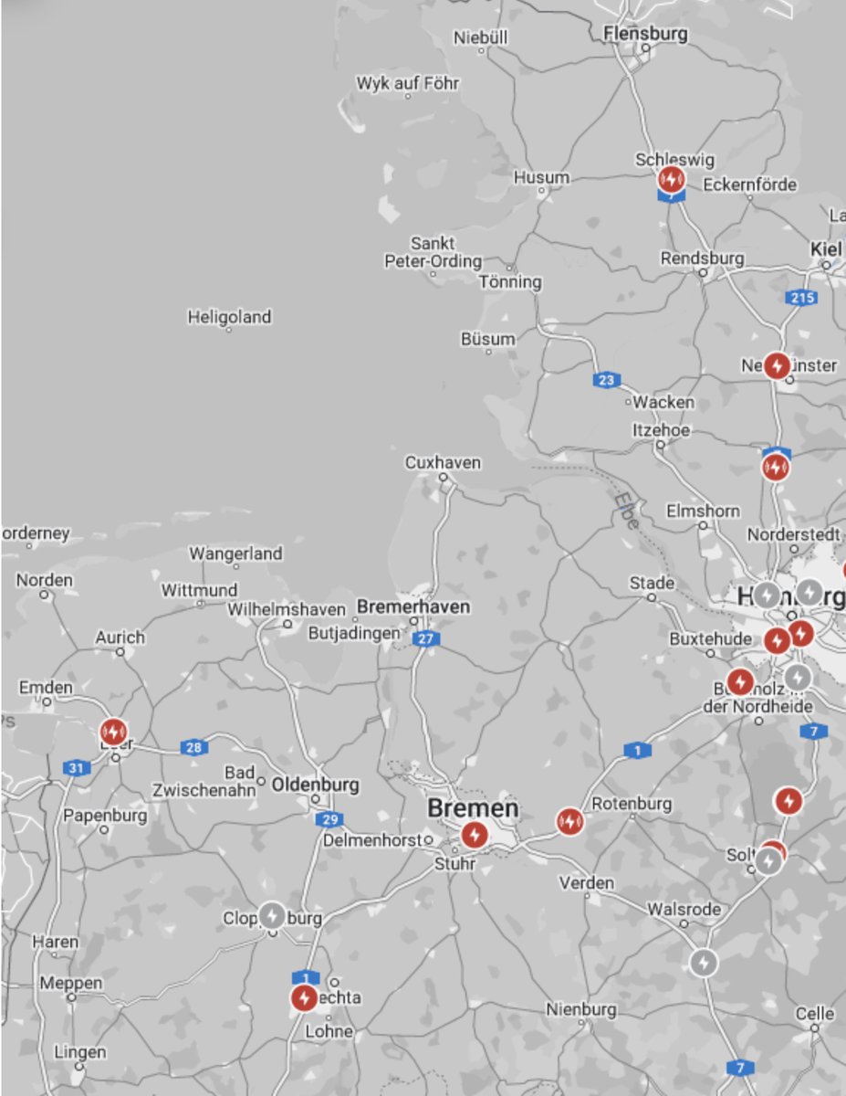 Atze85's tweet photo. @TeslaCharging The north of germany is sparsely populated, especially around #Bremerhaven https://t.co/5VsHM3WBw3